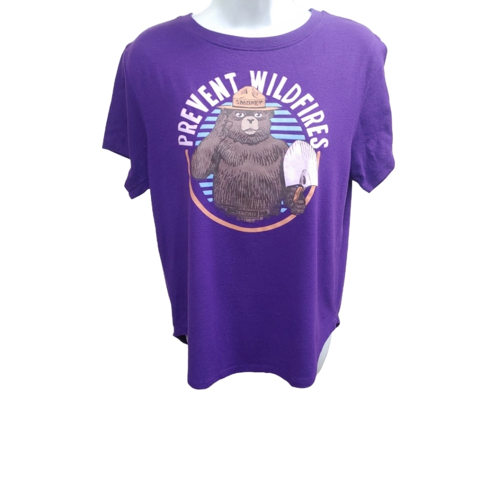 Classic Smokey the Bear Purple Relaxed Fit Polyester Women's top